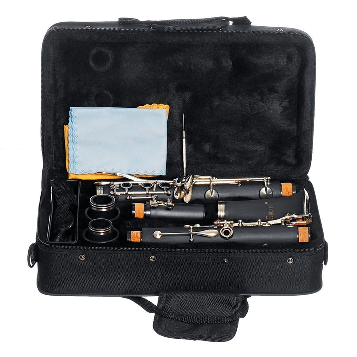 17 key Bb Adjustable Gum Wood Clarinet with Case,Bass StripReed,Screwdriver,Gloves Image 12