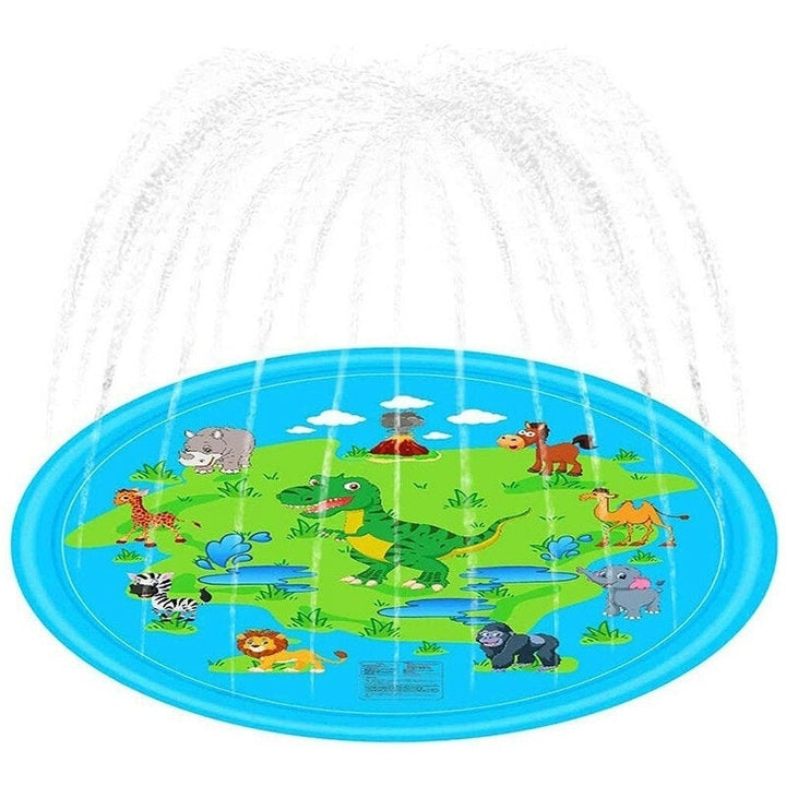 170cm Blue Dinosaur Round Edge Inflatable Water Pad Water Outdoor Toys Image 1