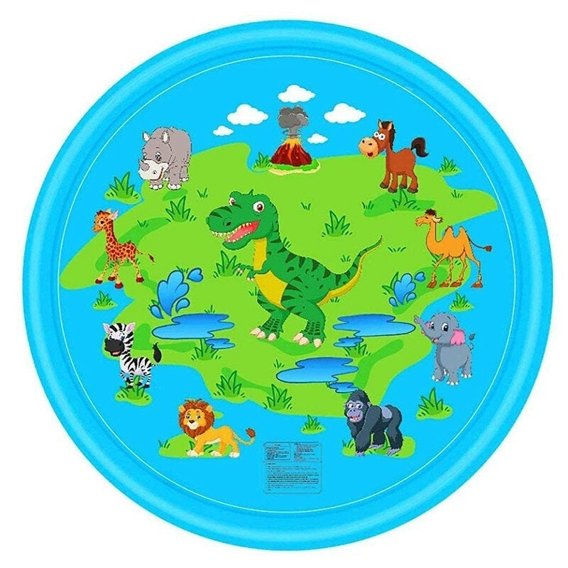 170cm Blue Dinosaur Round Edge Inflatable Water Pad Water Outdoor Toys Image 2