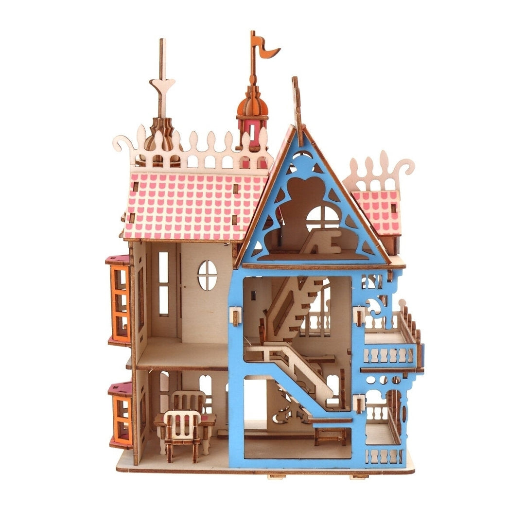 174PCS 3D Wooden Laser Cutting Dream Villa Three-dimensional Assembly Puzzle Model Educational Toys for Kids Gift Image 2