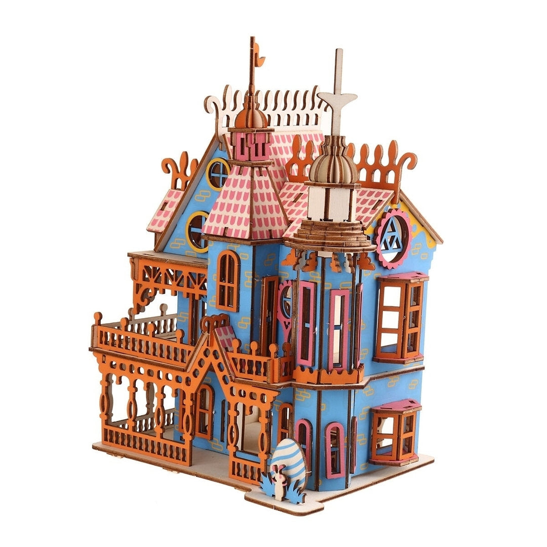 174PCS 3D Wooden Laser Cutting Dream Villa Three-dimensional Assembly Puzzle Model Educational Toys for Kids Gift Image 4