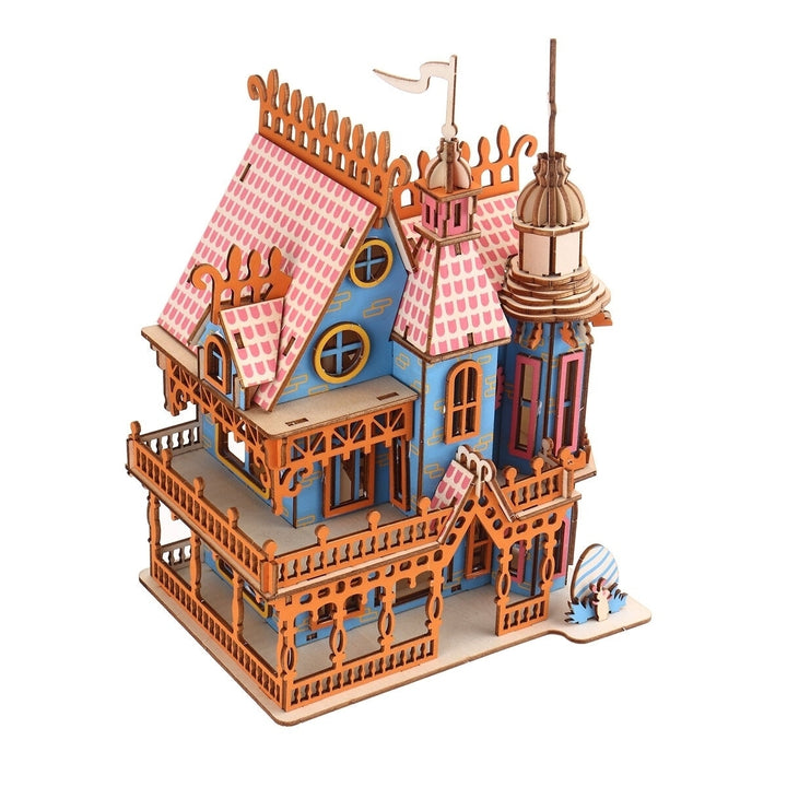174PCS 3D Wooden Laser Cutting Dream Villa Three-dimensional Assembly Puzzle Model Educational Toys for Kids Gift Image 6