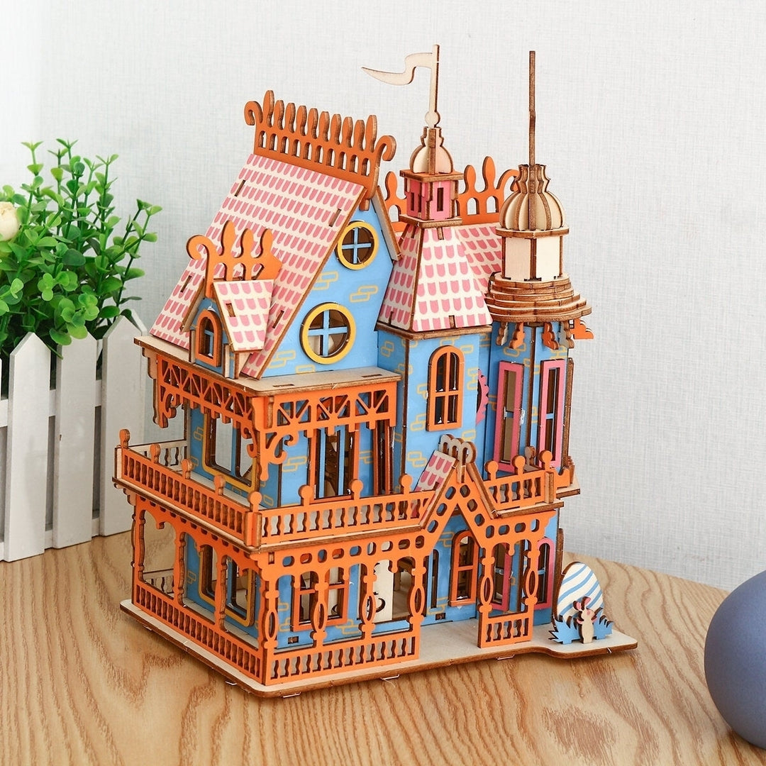 174PCS 3D Wooden Laser Cutting Dream Villa Three-dimensional Assembly Puzzle Model Educational Toys for Kids Gift Image 7