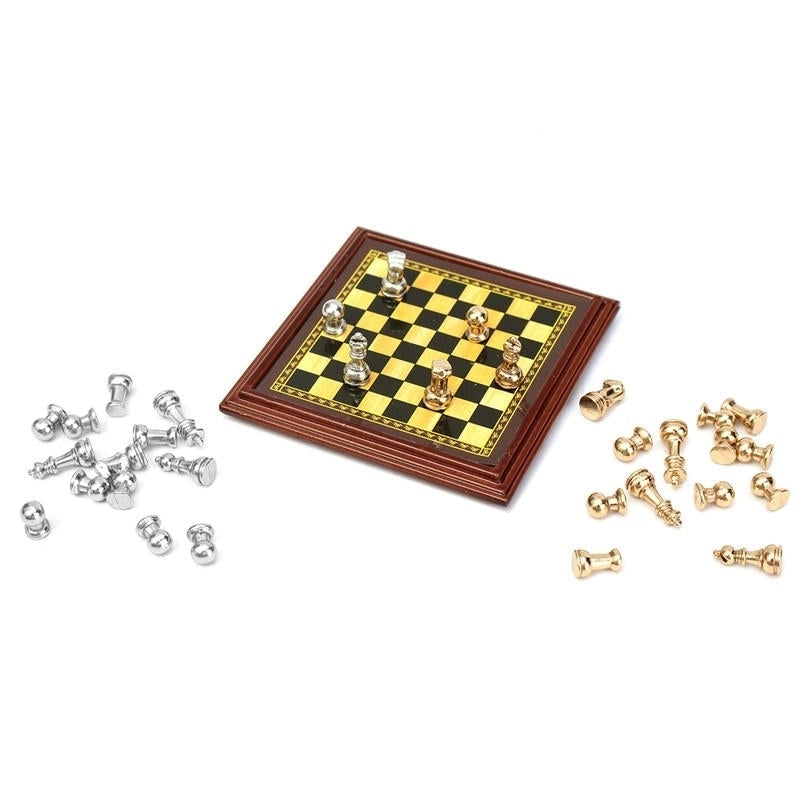 1:12 Scale Miniature Metal Chess Set Board Toys Home Room Ornaments Image 1