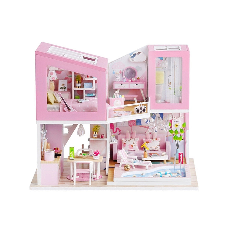 1:24 DIY Handmake Assembly Doll House Miniature Furniture Kit with LED Light Toy for Kids Birthday Gift Home Decoration Image 1