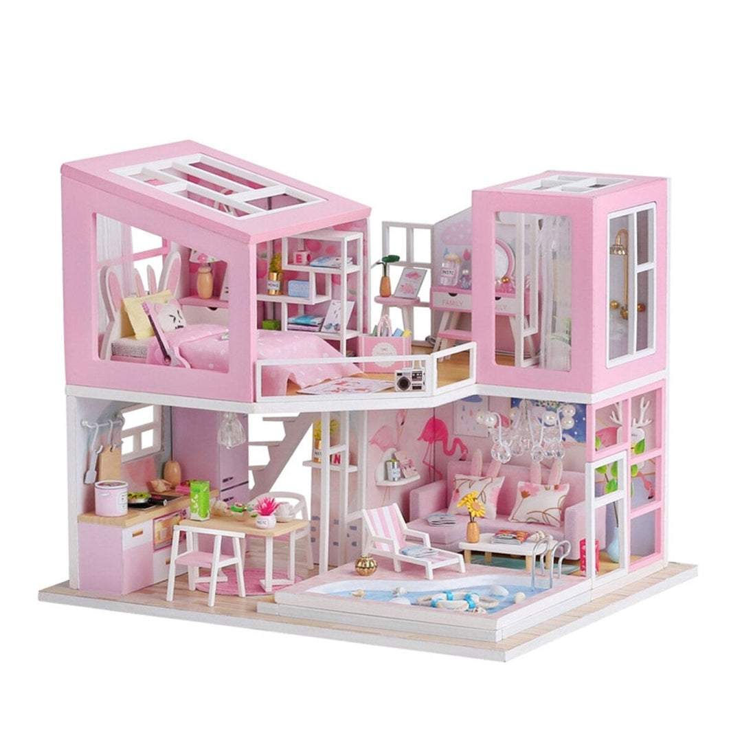 1:24 DIY Handmake Assembly Doll House Miniature Furniture Kit with LED Light Toy for Kids Birthday Gift Home Decoration Image 2