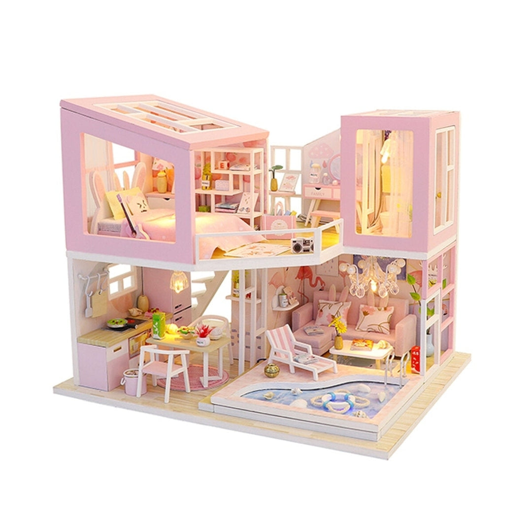 1:24 DIY Handmake Assembly Doll House Miniature Furniture Kit with LED Light Toy for Kids Birthday Gift Home Decoration Image 3