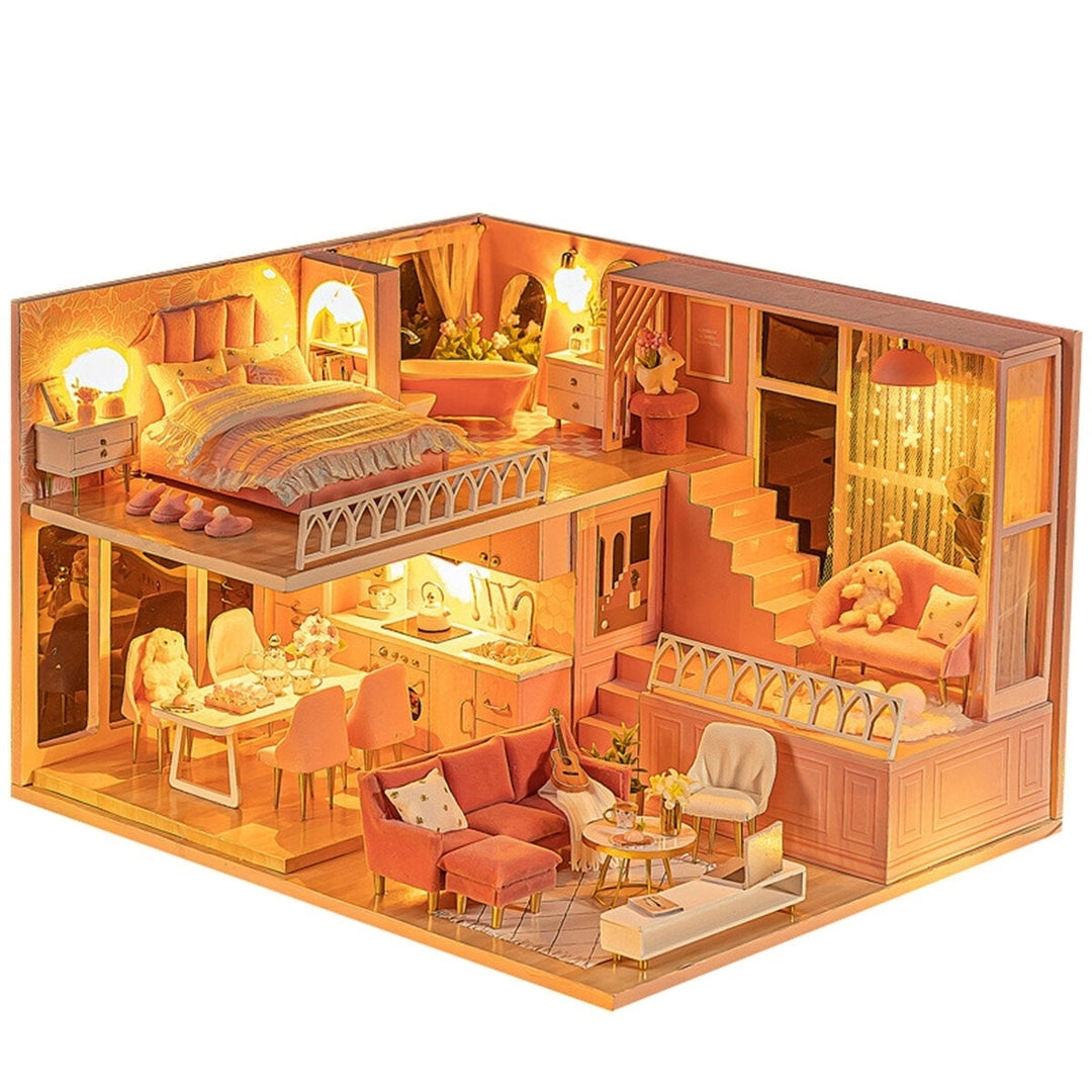 1:24 Wooden 3D DIY Handmade Assemble Miniature Doll House Kit Toy with Furniture for Kids Gift Collection Image 2