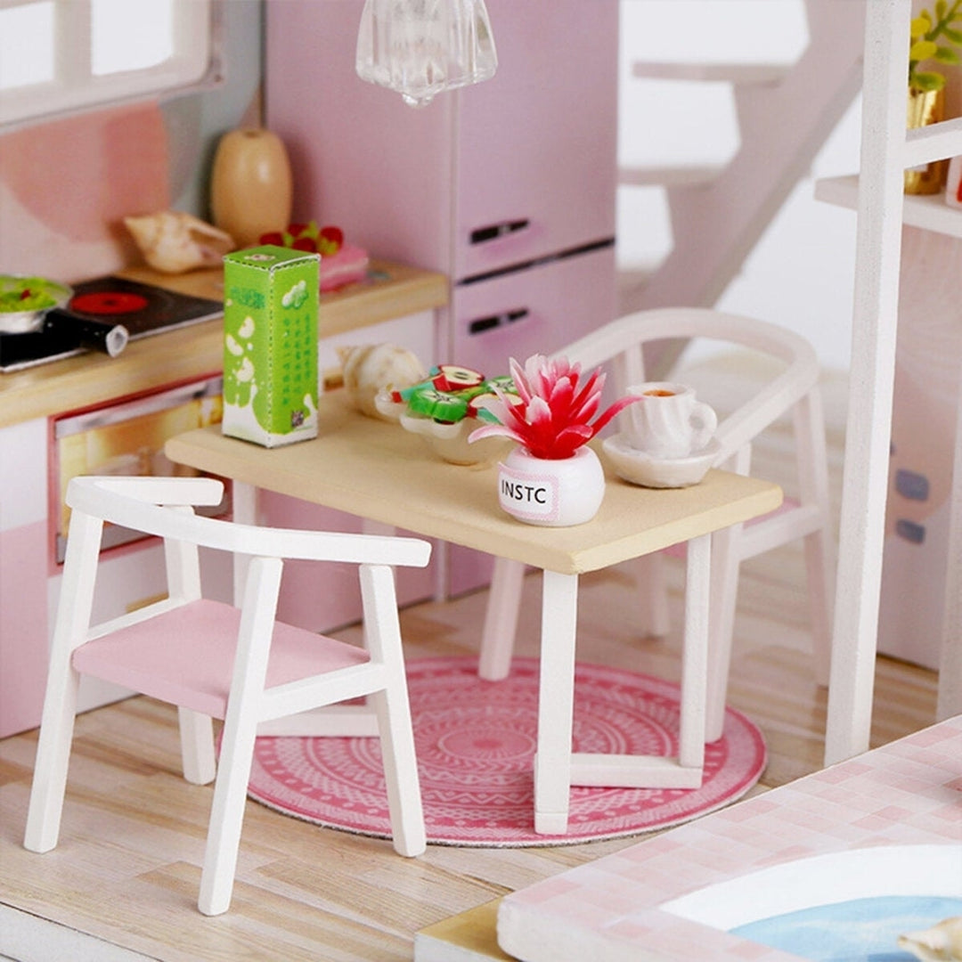 1:24 DIY Handmake Assembly Doll House Miniature Furniture Kit with LED Light Toy for Kids Birthday Gift Home Decoration Image 8