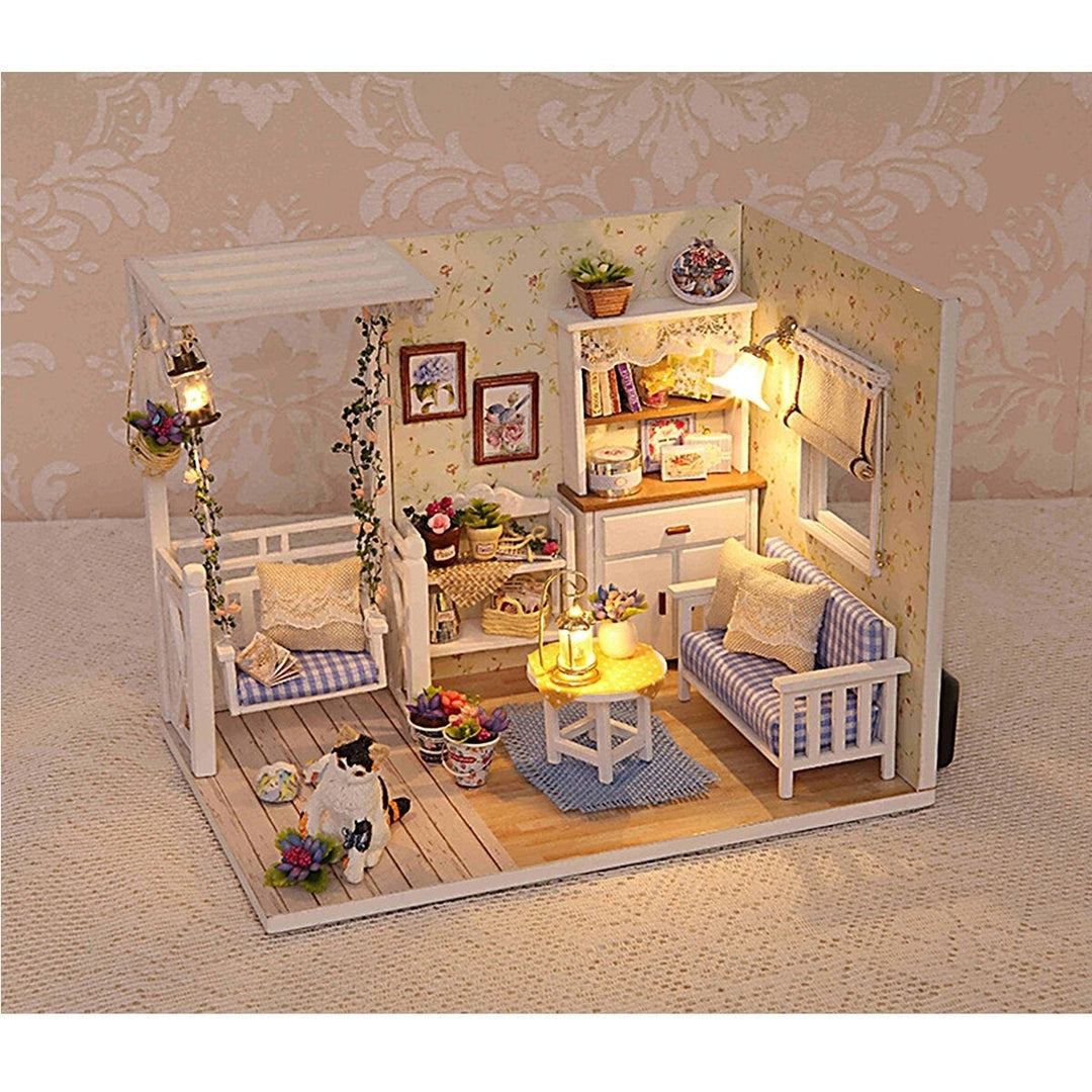 1:24 Wooden DIY Handmade Assemble Doll House Miniature Furniture Kit Education Toy with Dust Proof Cover LED Light Image 1