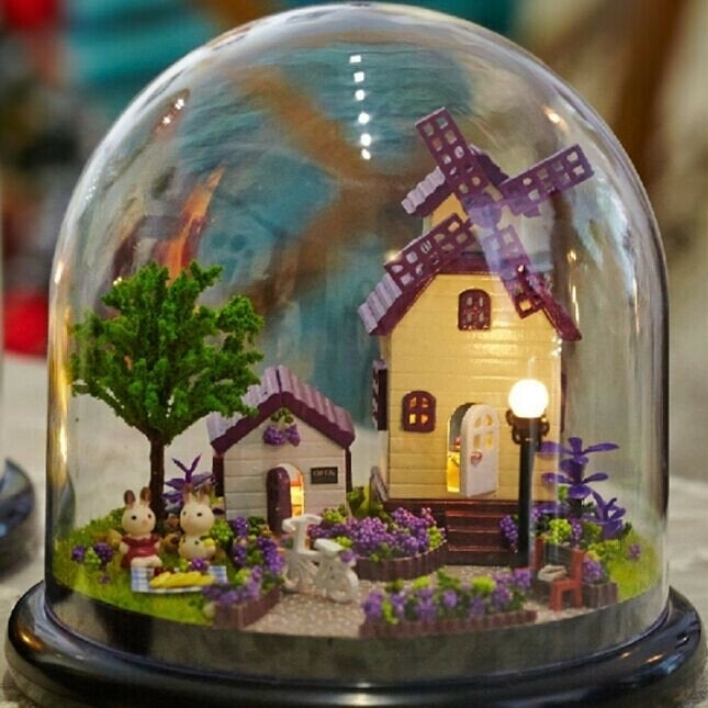 1:32 Cuteroom Miniature Provence House DIY Kit With Cover And LED Image 1