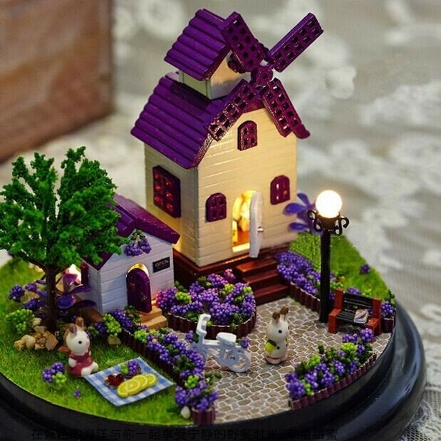 1:32 Cuteroom Miniature Provence House DIY Kit With Cover And LED Image 3