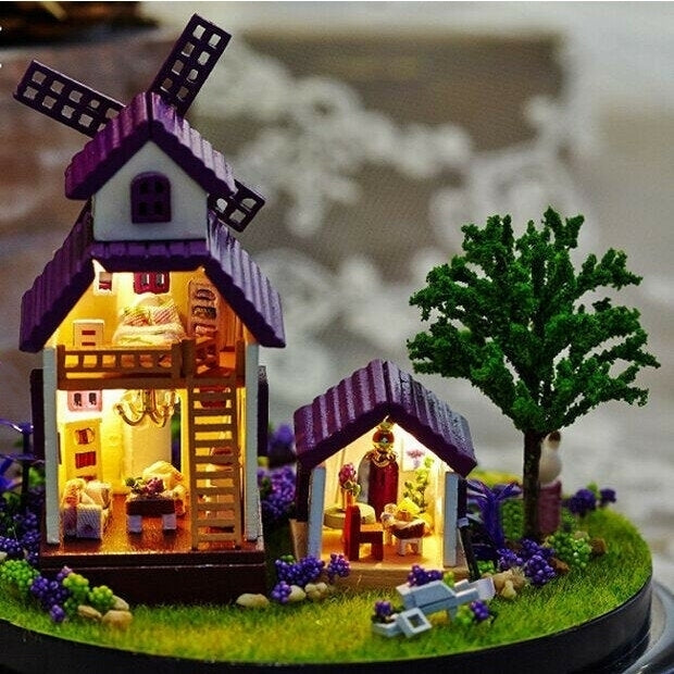 1:32 Cuteroom Miniature Provence House DIY Kit With Cover And LED Image 4