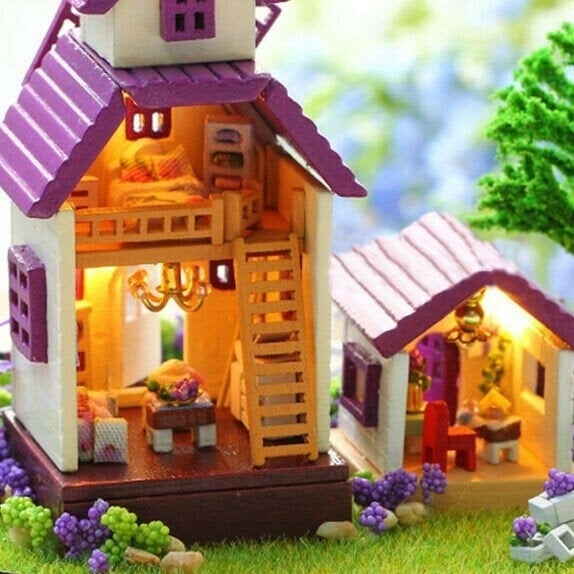 1:32 Cuteroom Miniature Provence House DIY Kit With Cover And LED Image 4