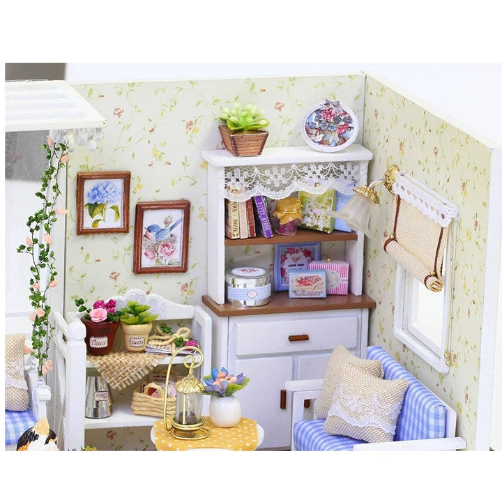 1:24 Wooden DIY Handmade Assemble Doll House Miniature Furniture Kit Education Toy with Dust Proof Cover LED Light Image 4