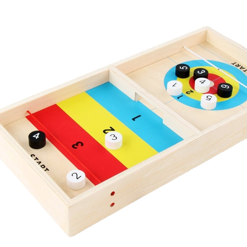 2 IN 1 Wooden Shuffleboard Tabletop Board Game Two-Silde Play Toys for Kids Gift Image 1