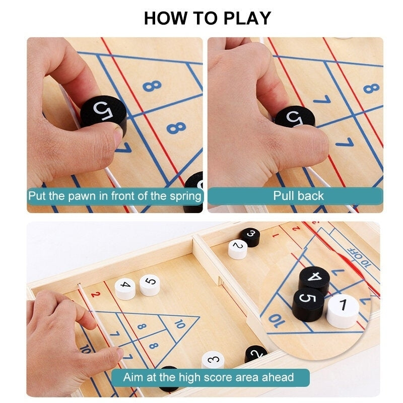 2 IN 1 Wooden Shuffleboard Tabletop Board Game Two-Silde Play Toys for Kids Gift Image 4
