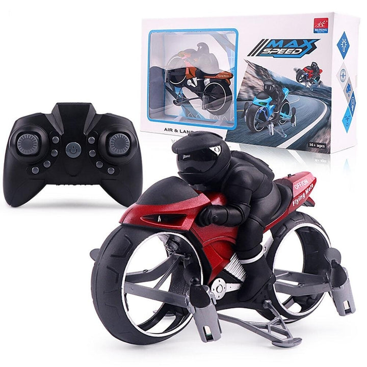 2.4G 2 In 1 Land RC Car Vehicle Motorcycle Flying Drone RTR Model Toy Image 3