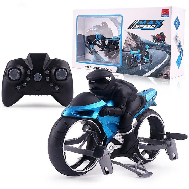 2.4G 2 In 1 Land RC Car Vehicle Motorcycle Flying Drone RTR Model Toy Image 1