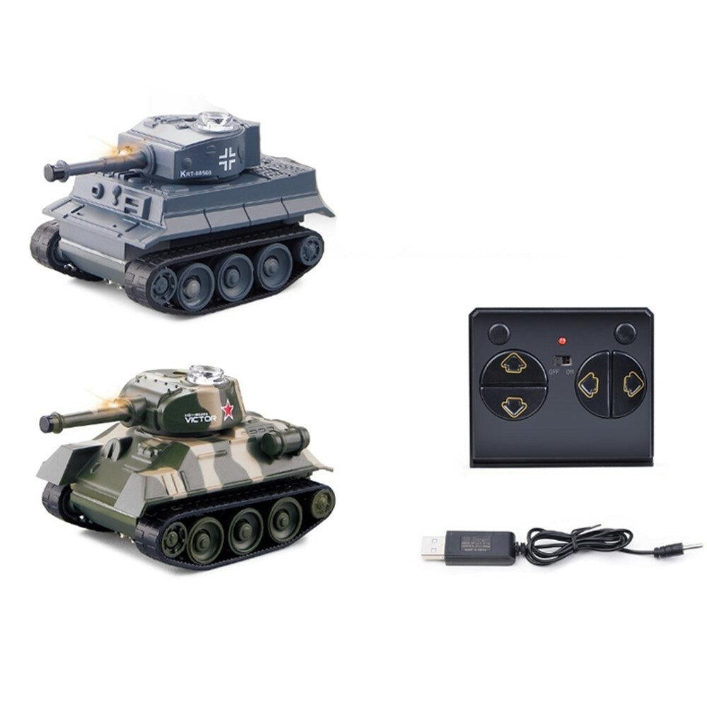 2.4G 4CH Mini Radio RC Car Army Battle Infrared Tank with LED Light RTR Model Toy Image 2