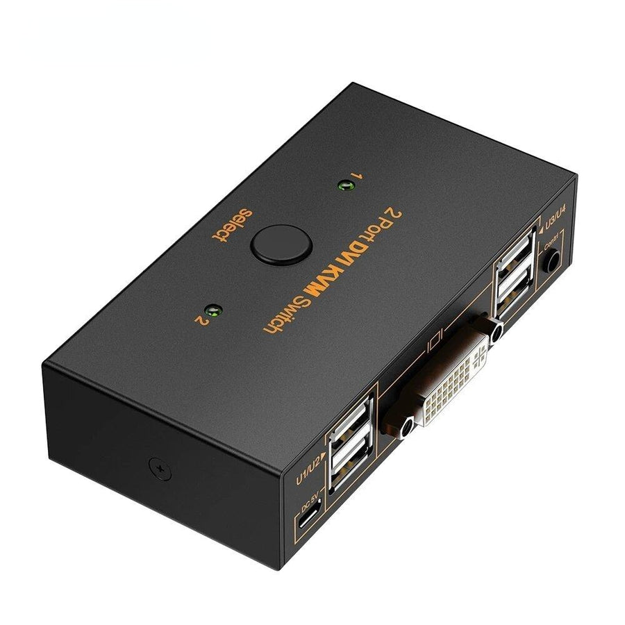 2 Port DVI KVM Switch Adapter 2 In 1 Out 4 USB 2.0 and 4K 30Hz HDMI Splitter Controller For HD TV Computer Monitor Image 1