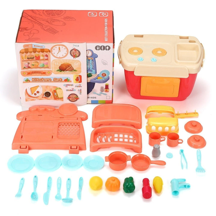 22,26 Pcs Simulation Mini Kitchen Cooking Play Fun Educational Toy Set with Realistic Lighting and Sound Effects for Image 2