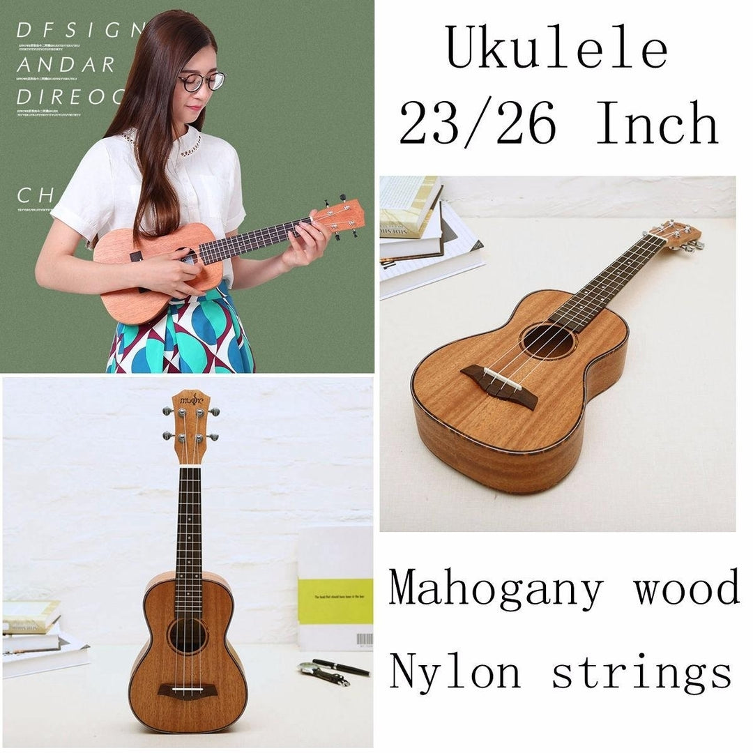 23 Inch 26 Ukulele Natural Mahogany Wood Nylon String Beginner Musical Instrument Image 10
