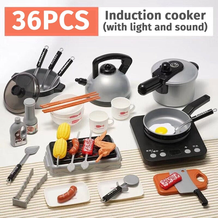 24,36Pcs Simulation Kitchen Cooking Pretend Play Set Educational Toy with Sound Light Effect for Kids Gift Image 8