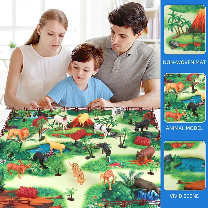 28,33,34,63,65Pcs Multi-style Diecast Dinosaurs Model Play Set Educational Toy with Play Mat for Kids Christmas Birthday Image 3