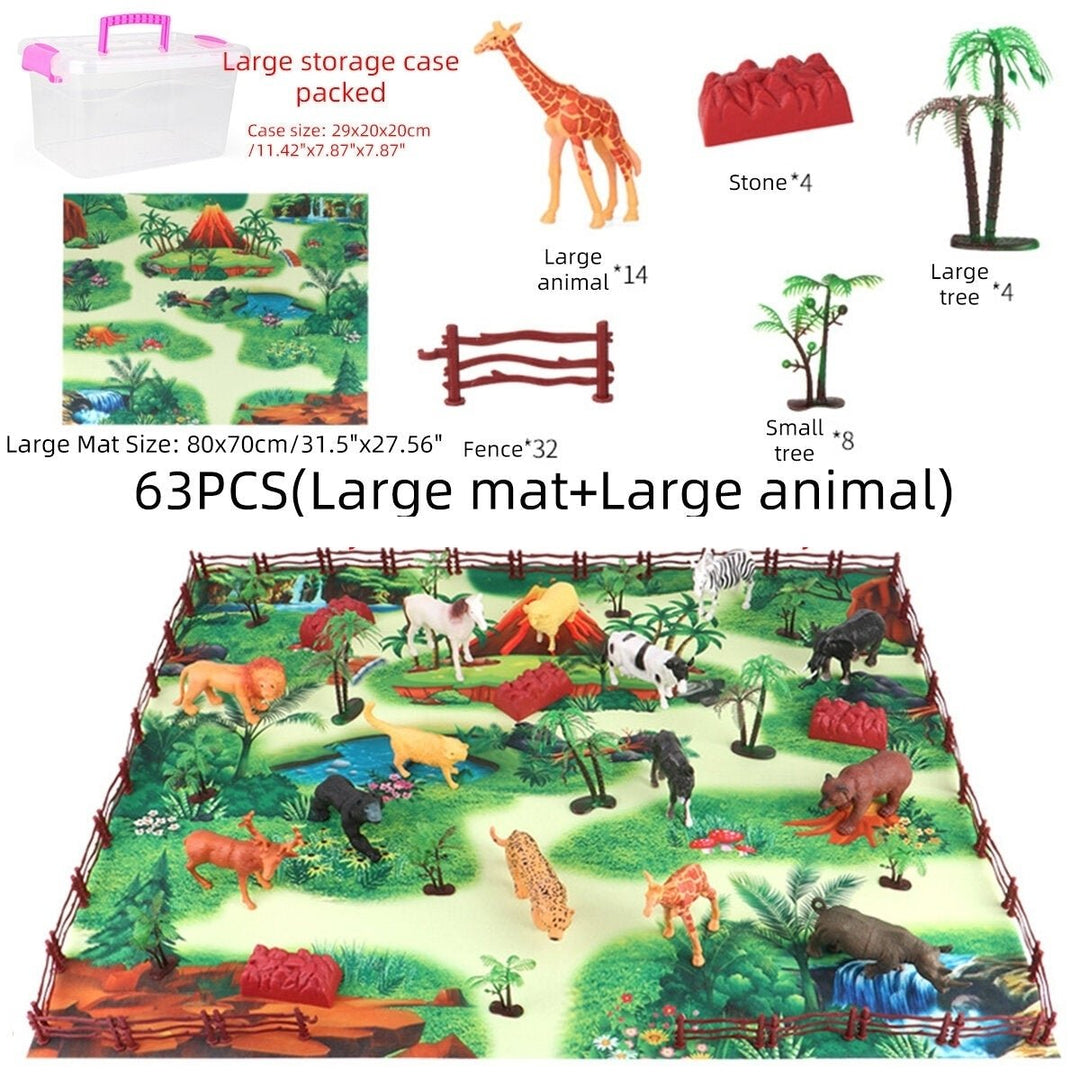 28,33,34,63,65Pcs Multi-style Diecast Dinosaurs Model Play Set Educational Toy with Play Mat for Kids Christmas Birthday Image 1