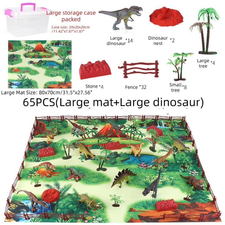 28,33,34,63,65Pcs Multi-style Diecast Dinosaurs Model Play Set Educational Toy with Play Mat for Kids Christmas Birthday Image 7