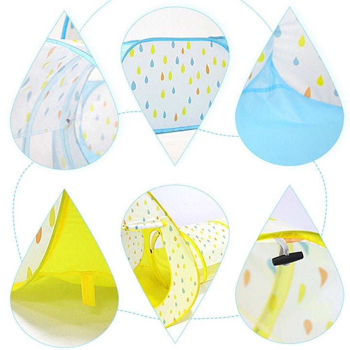 3 In 1 Yellow,Blue Play Ball Pool Crawling Tunnel Folding Tent for Childrens Games Image 3