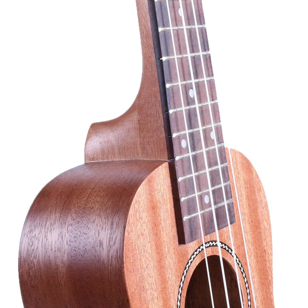 21 Inch 4 Strings 15 Frets Wood Color Mahogany Ukulele Musical Instrument With Guitar picks,Rope Image 7