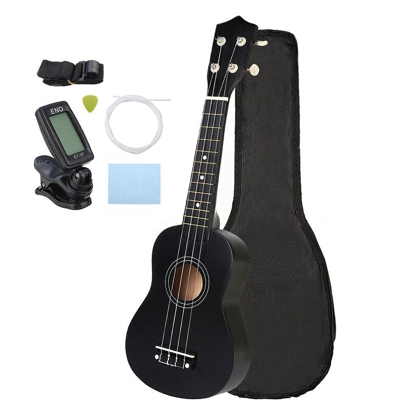 21 Inch Economic Soprano Ukulele Uke Musical Instrument With Gig bag Strings Tuner Black Image 1