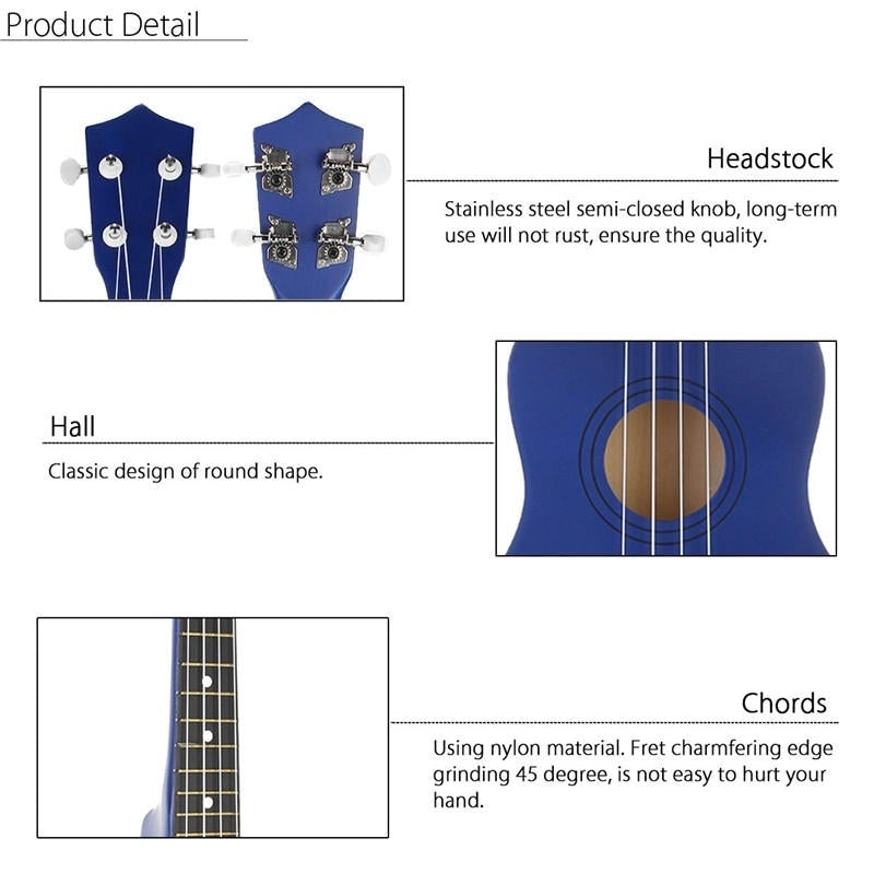 21 Inch Economic Soprano Ukulele Uke Musical Instrument With Gig bag Strings Tuner Blue Image 7