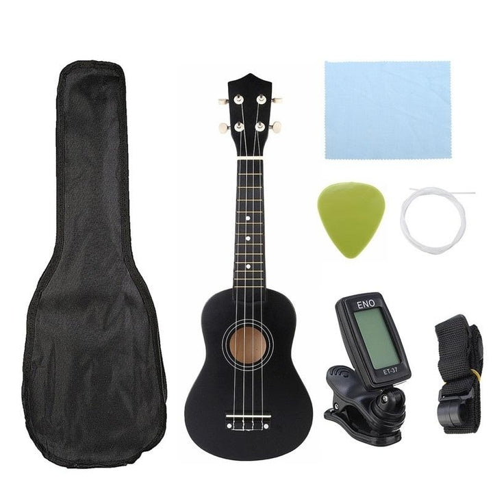 21 Inch Economic Soprano Ukulele Uke Musical Instrument With Gig bag Strings Tuner Black Image 12