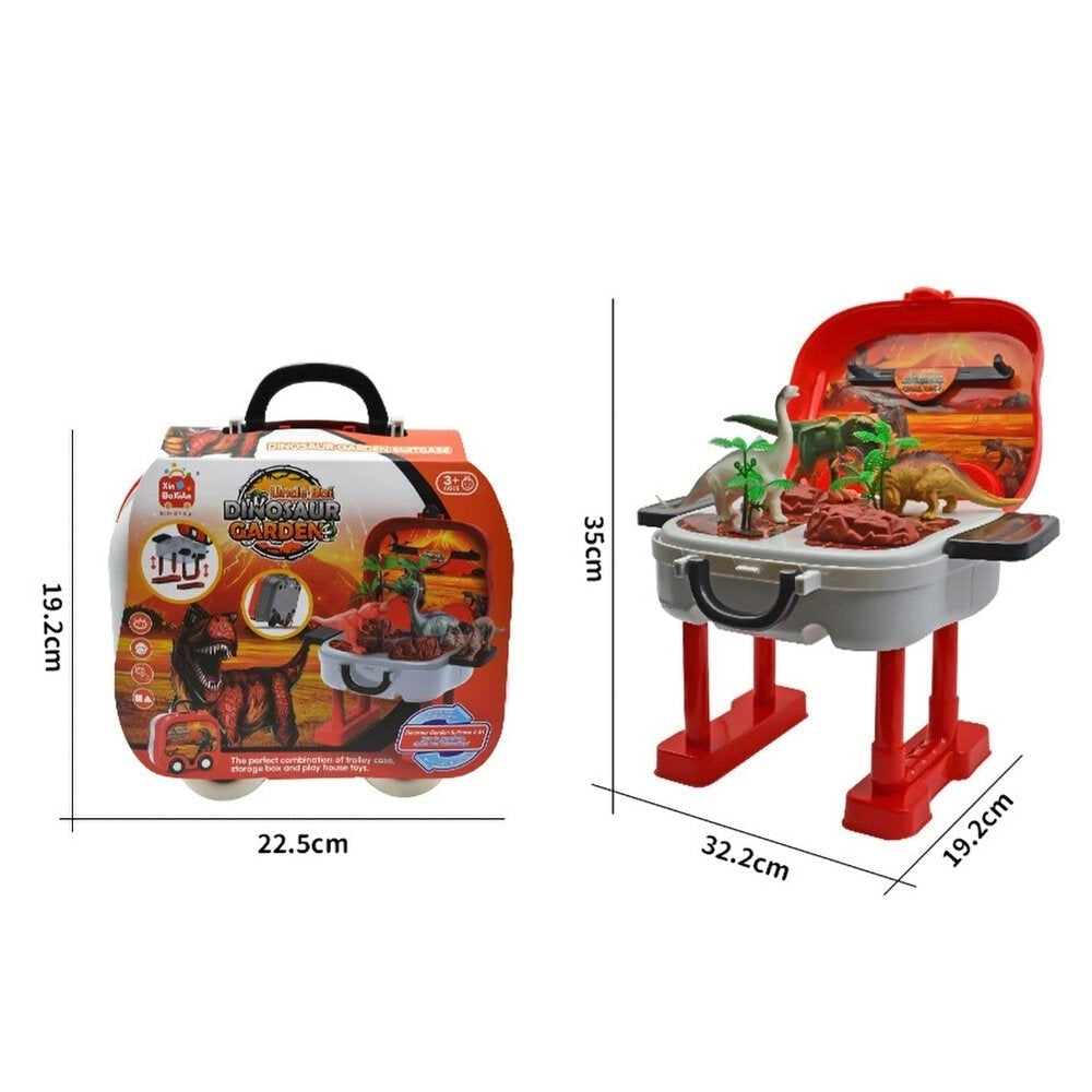 21pc Childrens Toy Family Carrying Trolley Case 2 in 1 Simulation Dinosaur World Boys Toy Set Image 4