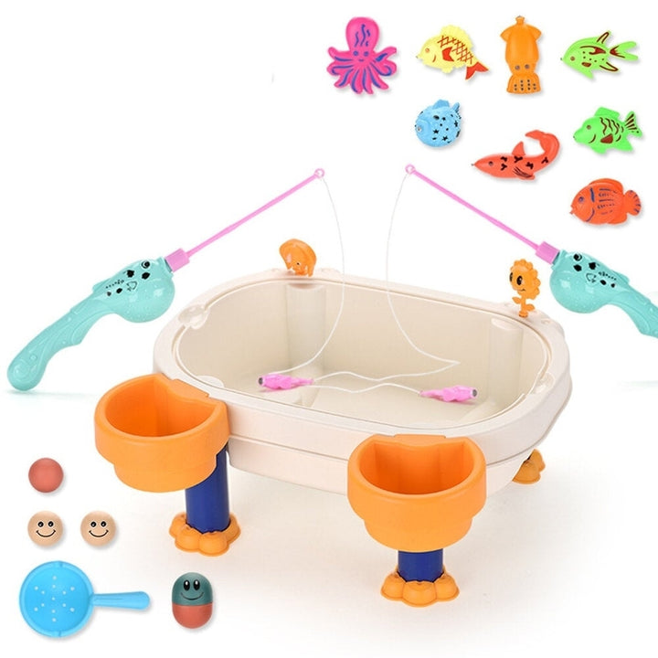28 Pcs Creative DIY Assemble Fishing Table Summer Beach Magnetic Platform Parent-child Interactive Educational Toy for Image 3