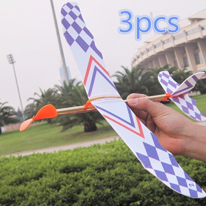 3 PCS Elastic Rubber Band Powered DIY Foam Plane Toy Kit Aircraft Model Educational Toy Image 2