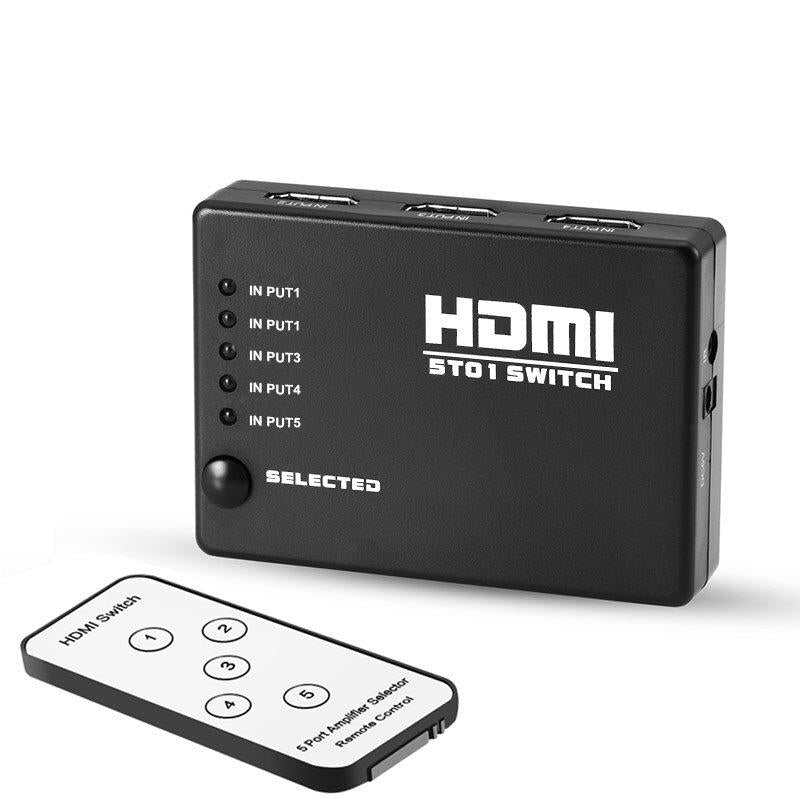 3-in-1 HDMI Splitter Adapter 1080P HD Remote Control 5 Ports Selector For TV Switch Bluray Roku PS4PS3 Projector Image 1