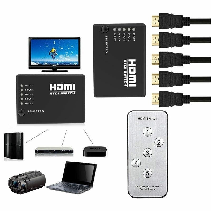 3-in-1 HDMI Splitter Adapter 1080P HD Remote Control 5 Ports Selector For TV Switch Bluray Roku PS4PS3 Projector Image 6