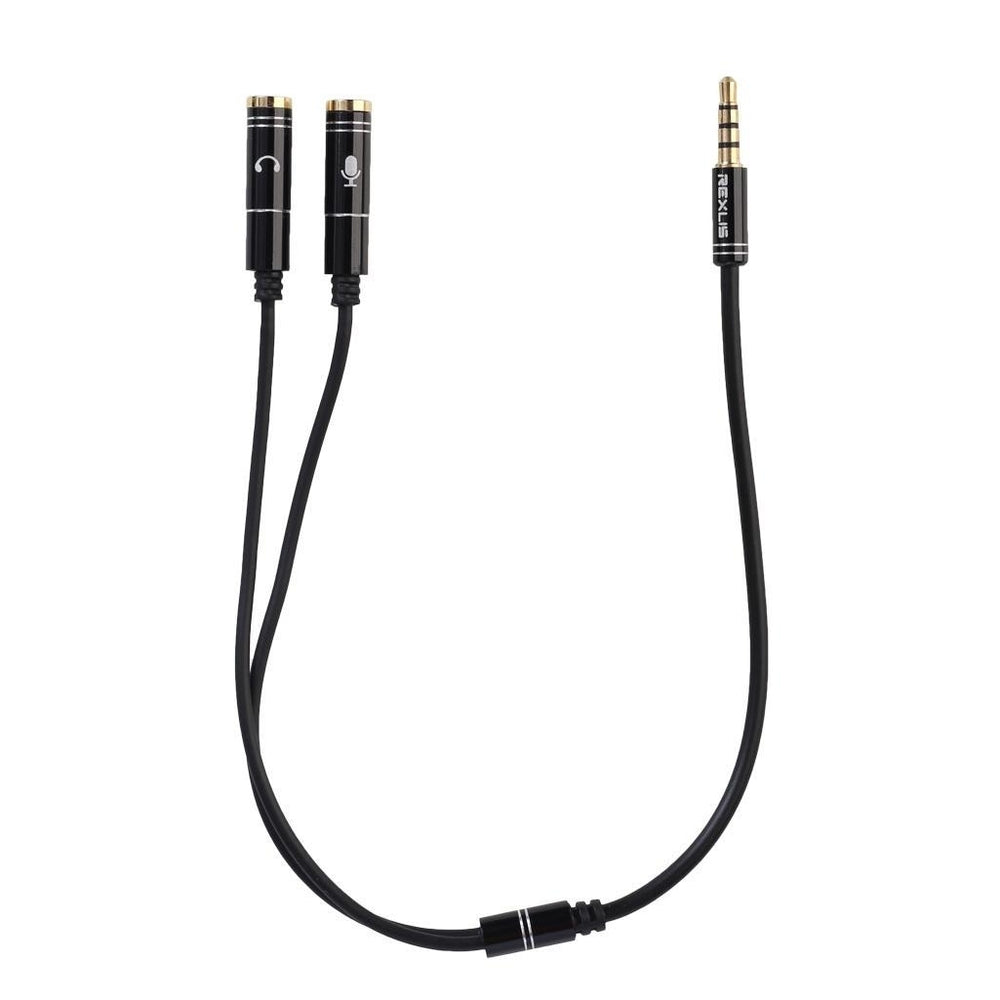 3.5mm Headphone Jack + Mic Audio Splitter Gold-Plated Extension Aux Cable Adapter for Mobile Phone Image 2