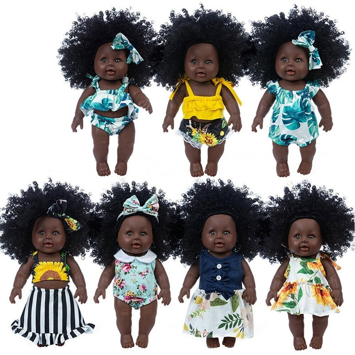 30CM Silicone Vinyl Dress Up Fashion African Curly Hair Realistic Rebirth Lifelikes Black Skin Baby Doll Toy for Kids Image 1