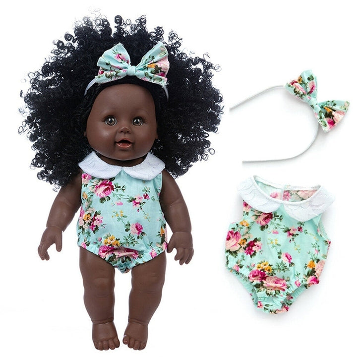 30CM Silicone Vinyl Dress Up Fashion African Curly Hair Realistic Rebirth Lifelikes Black Skin Baby Doll Toy for Kids Image 2