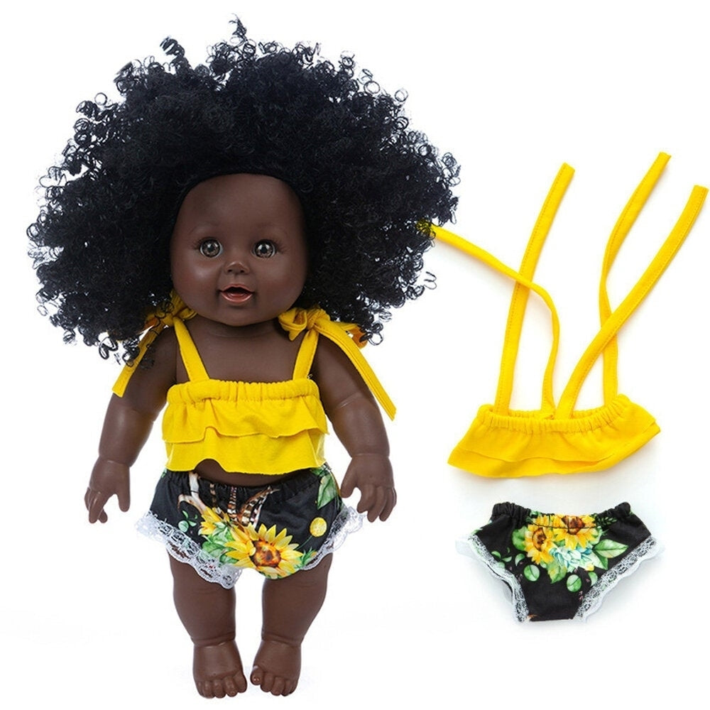 30CM Silicone Vinyl Dress Up Fashion African Curly Hair Realistic Rebirth Lifelikes Black Skin Baby Doll Toy for Kids Image 6