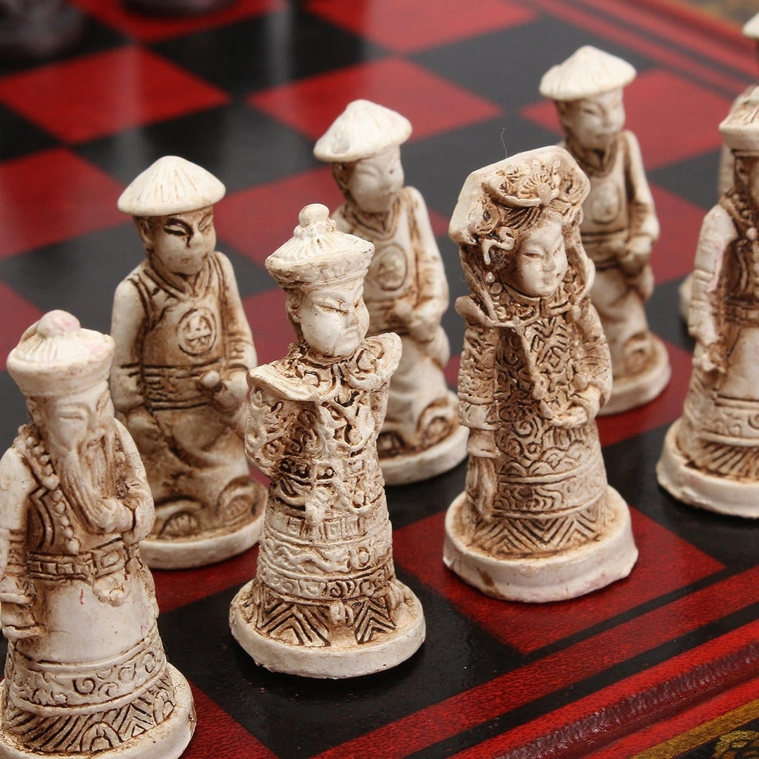 32Pcs,Set Resin Chinese Chess With Coffee Wooden Table Vintage Collectibles Gift Image 6