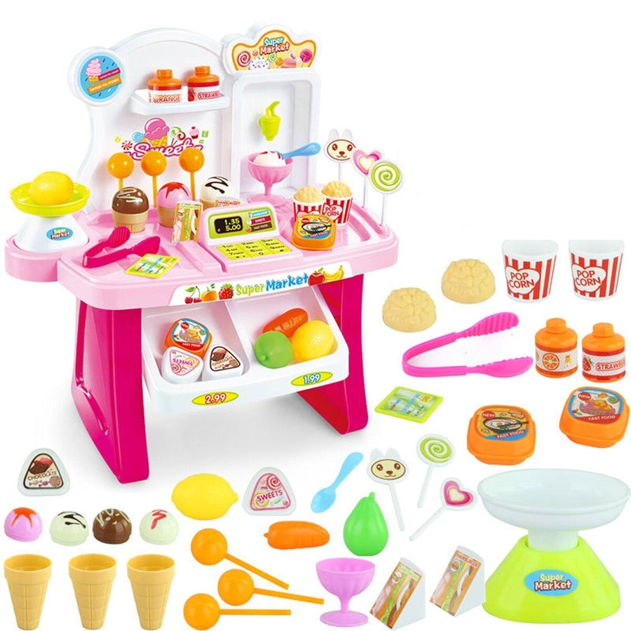 34Pcs DIY Assembly Simulation Mini Supermarket Play Funny Game Set Toys with Sound Light for Kids Perfect Gift Image 1