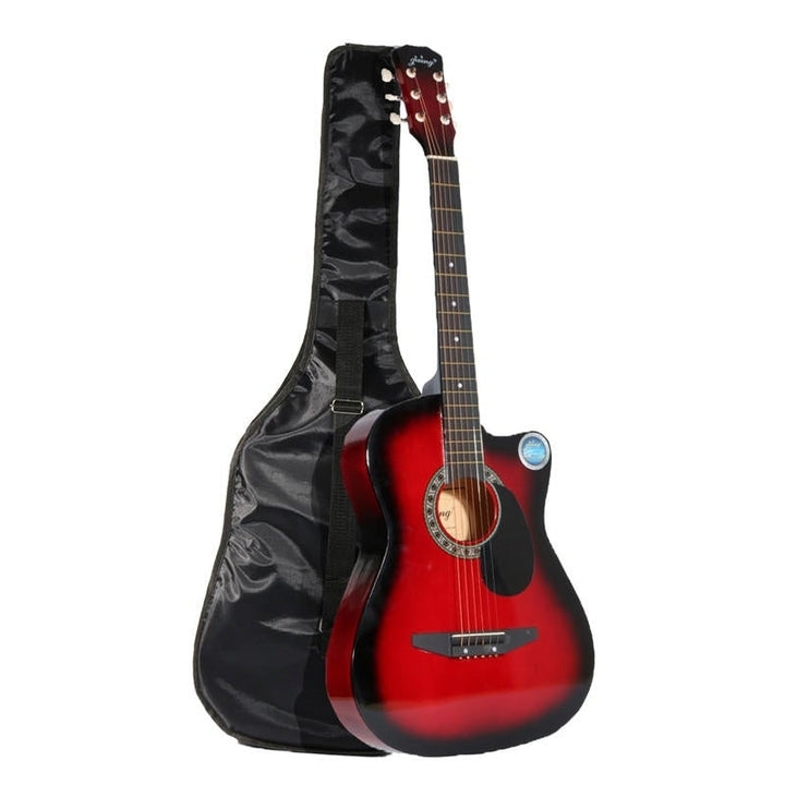 38 Inch Wooden Angled Acoustic Guitar 6 Color Folk Guitar with Storage Bag Gift for Beginner Image 2