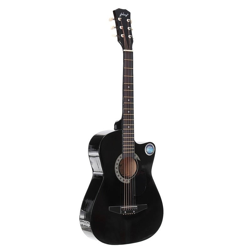 38 Inch Wooden Angled Acoustic Guitar 6 Color Folk Guitar with Storage Bag Gift for Beginner Image 3