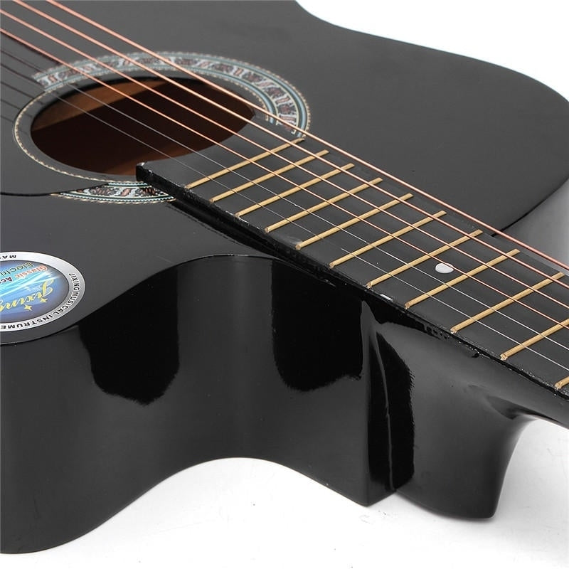 38 Inch Wooden Angled Acoustic Guitar 6 Color Folk Guitar with Storage Bag Gift for Beginner Image 9